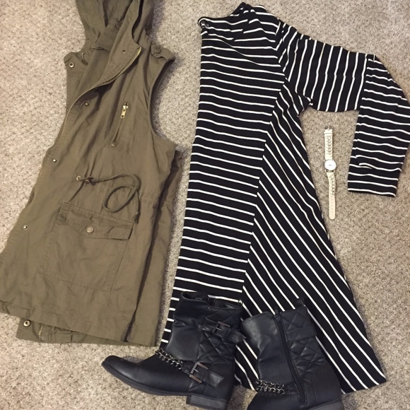 jcpenney Dresses & Skirts - Stylus Striped Long Sleeve Tee Shirt Dress